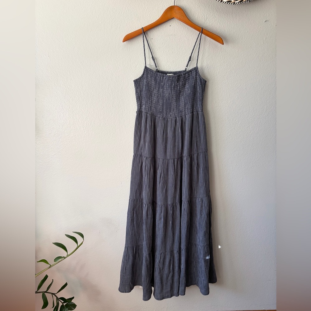 Z Supply Balos Striped Maxi Dress Supernova Gauzy Charcoal White Women’s Medium - Picture 4 of 13